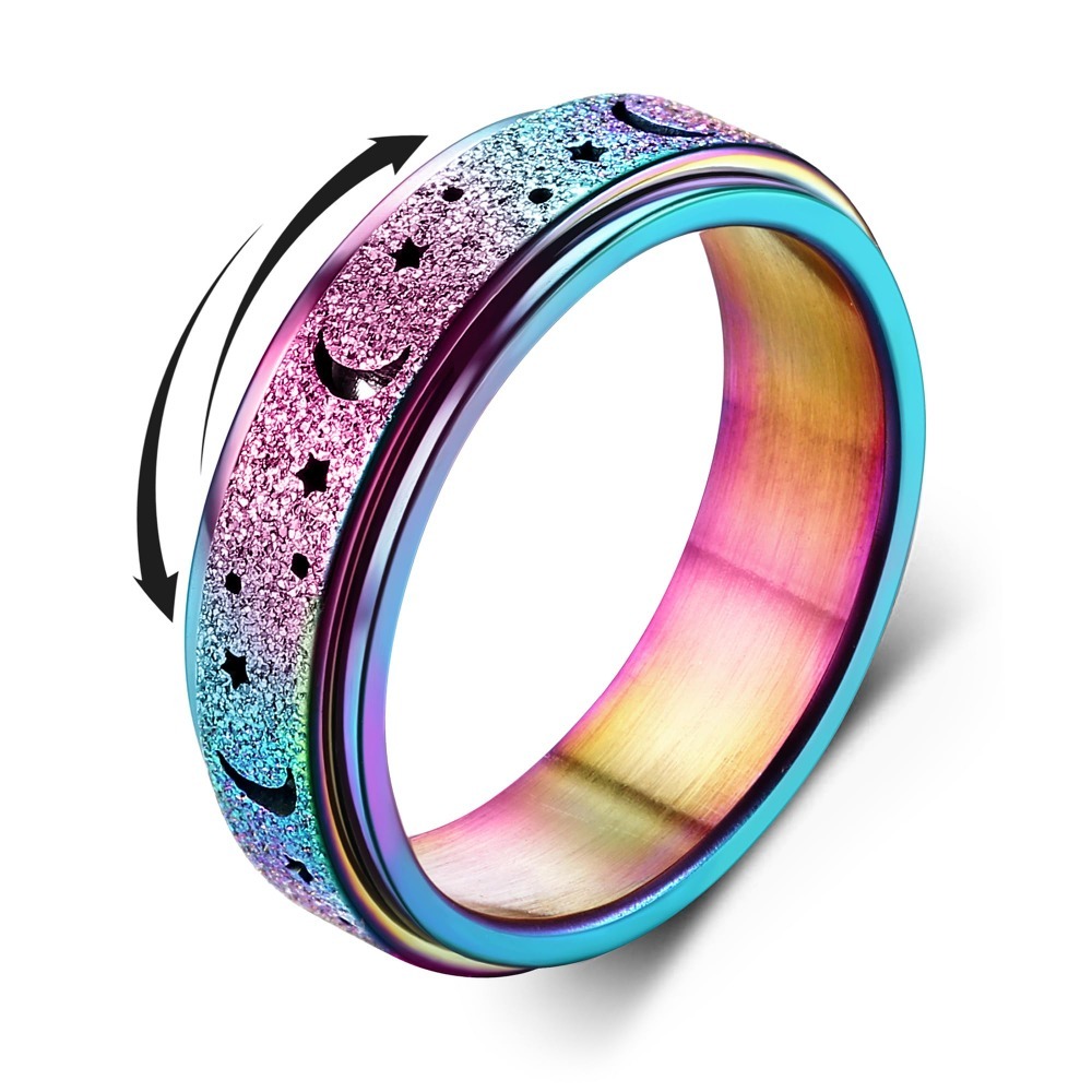 Image of 1pc Of Fidget Spinner Rings Designed For, Suitable For Men And Women, Made Of Stainless Steel