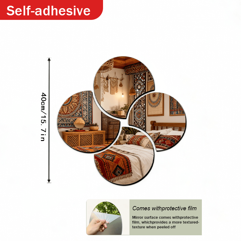 TEMU Wall-mounted Decorative Mirror - Modern Minimalist Combination Art-themed Wall Mirror, Suitable For Decorating The Living Room, Bedroom, Or