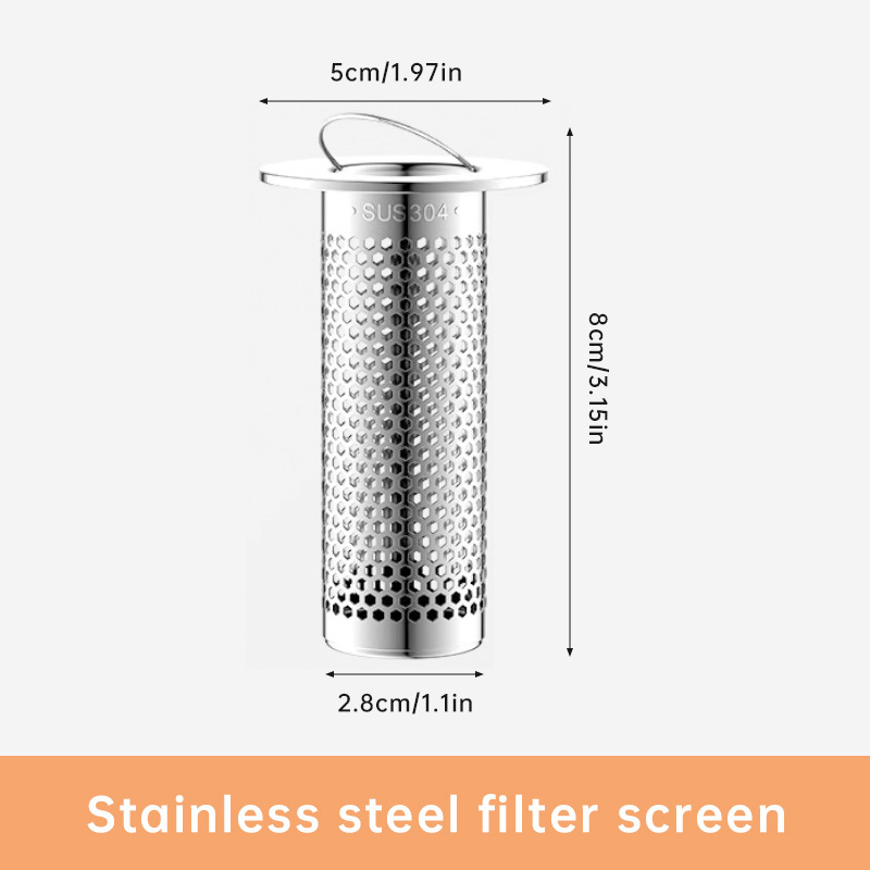TEMU 1pc Bathroom Sink Drain Strainer, Enhanced Hair Filter With 304 Stainless Steel Casing, Universal Fit For Bathroom Sink Drains, Anti-odor, Wide