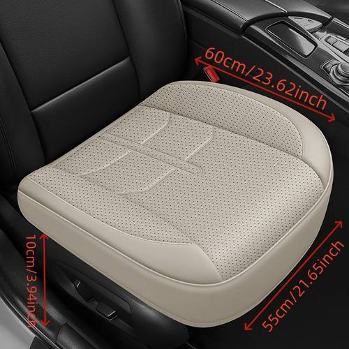 item picture single front car seat cushion design perforated faux leather material dense small holes for quick sweat wicking and air circulation non stuffy in summer and non sticky in winter enhancing driving and protecting original seats