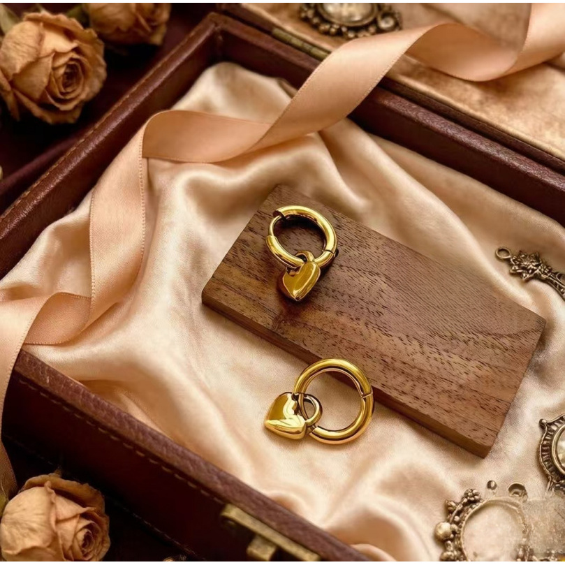 Women's High-Quality Heart-Shaped Stainless Steel Earrings, Elegant