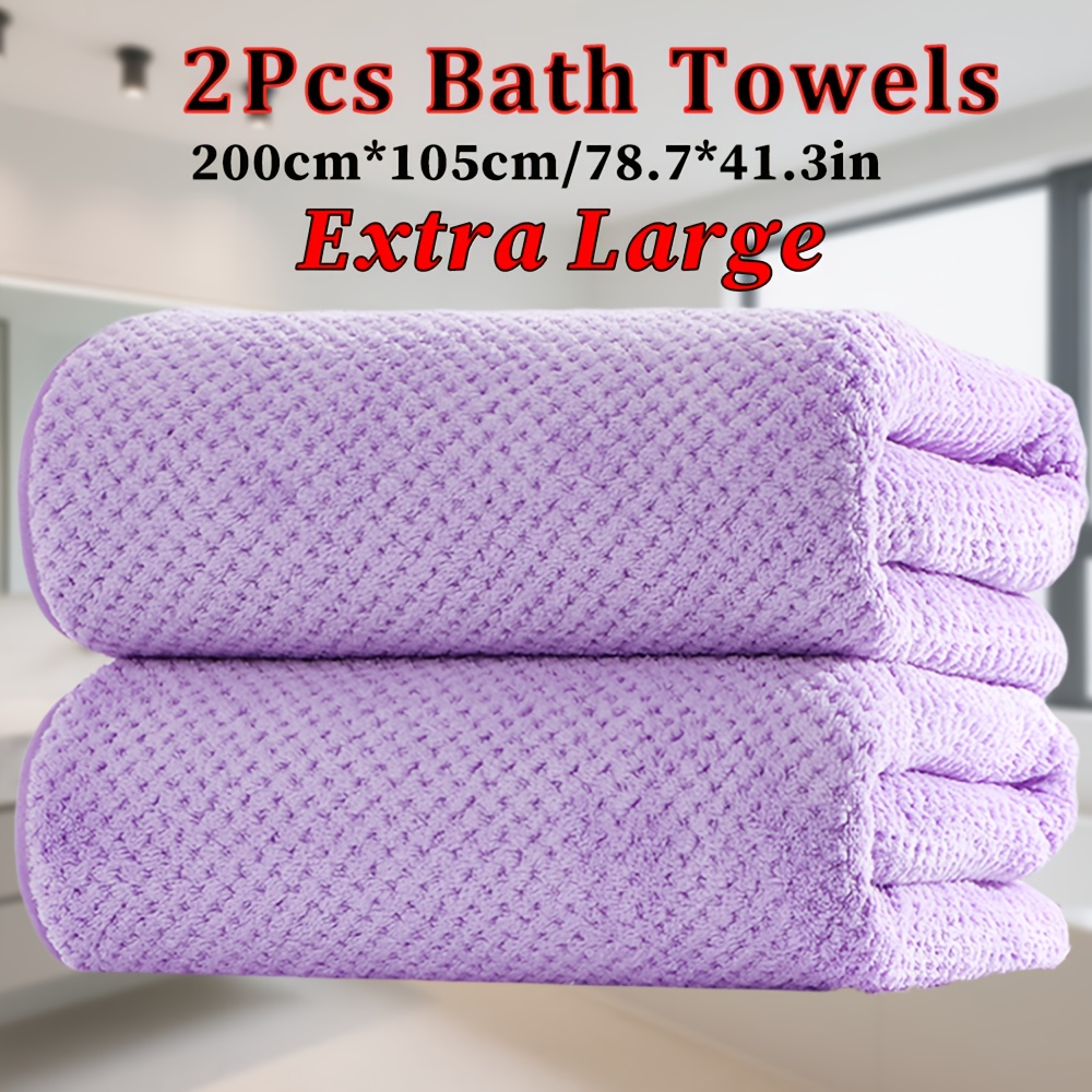 TEMU 2pcs Extra Large Bath Sheets Set,2pcs Extra Large Bath Towel 200cm*105cm/78.7*41.3in, Pineapple Checkered Pattern,microfiber Material, Suitable