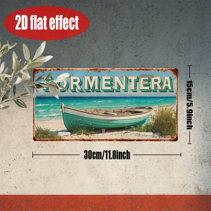 TEMU 2d Flat, 2d Flat Printing, 1pc, Vintage Metal Tin Sign, Outdoor Wall Artwork (12" * 6"), Sign, Nostalgic Decoration, Beach, Lounge, Garden, ,