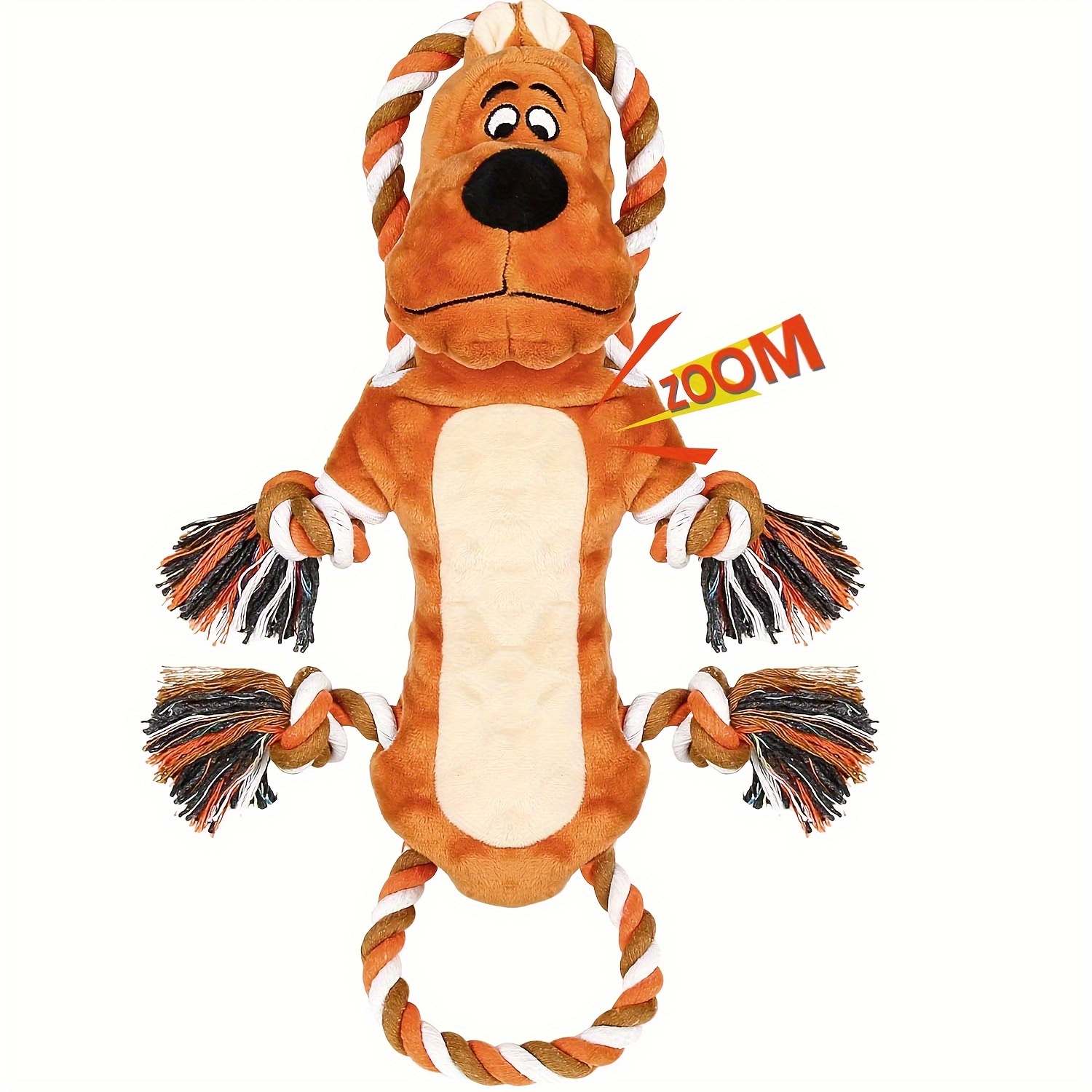 TEMU Durable Squeaky Dog Toy With Leash And Plush Animal Print, Perfect For Aggressive Chewers, Suitable For All Breeds Interactive Tug Games, No Batteries Needed