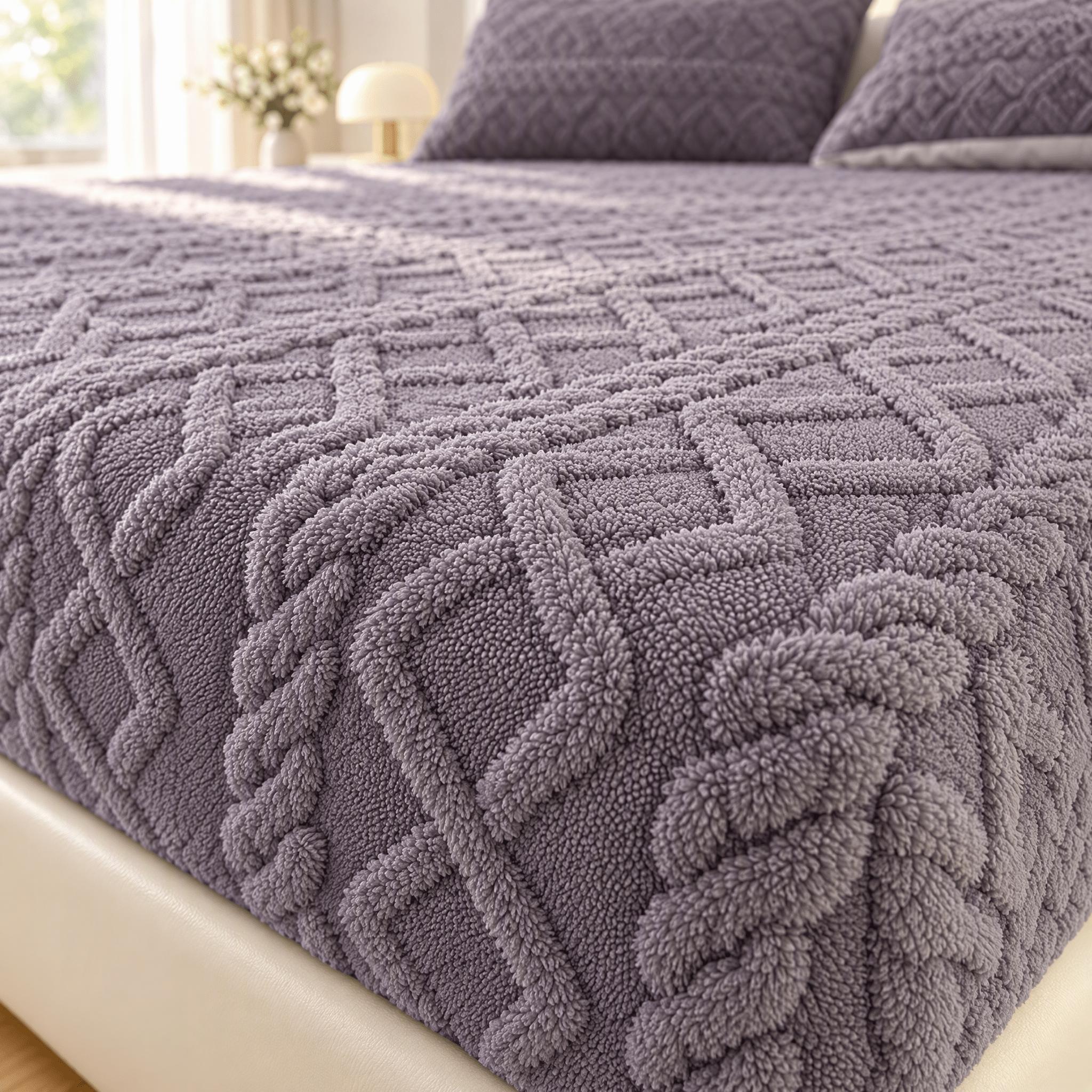 TEMU Plush Fleece Fitted Sheet, Deep Pocket Velvet Bed Sheet, Chunky Textured Mattress Cover, Machine Washable, Soft Warm Cozy For Winter, Bedroom