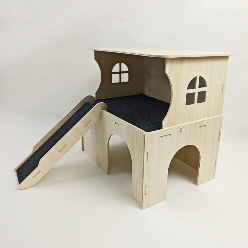 Image of 1pc Extra-large House Slide Rabbit Hutch, Extra-large Squirrel Solid Wood House, Golden Hamster Hutch, Guinea Pig And Hedgehog Large House, Suitable For