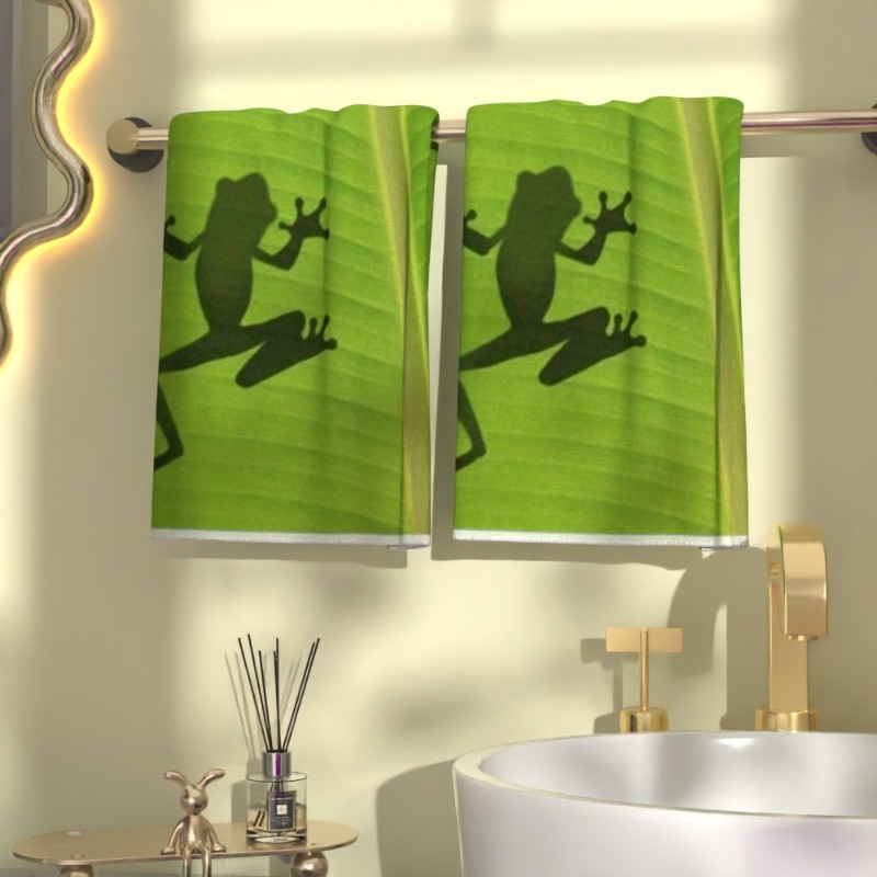 

2-pack Modern Frog Silhouette Towels, 18x26 Inches, Soft Polyester, Contemporary Style, Themed, Rectangular, Machine Washable, Chic Kitchen & Bathroom Decor, Ideal For