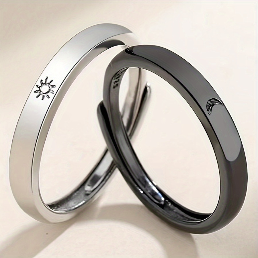 

Set Of 2 Couple Rings, 2 Adjustable Open Rings, Suitable For Lovers, Unprinted, , For Christmas, Halloween, And Valentine's Day Gifts