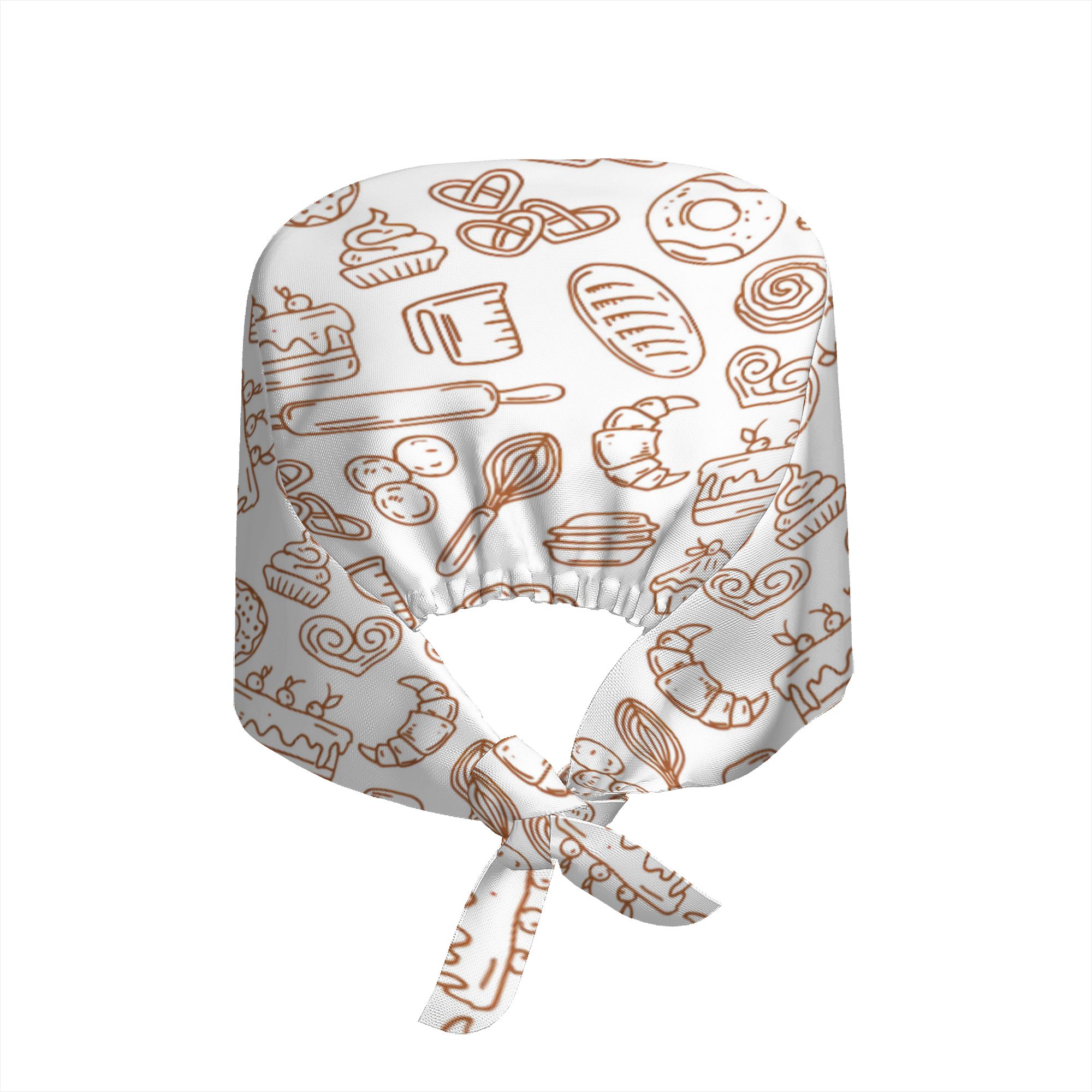 TEMU Gorro de trabajo estampado elegante de panadería para pan y pastel, 1 pieza, para - Gorro tipo calavera , y ajustable, gorro con trasero, gorro