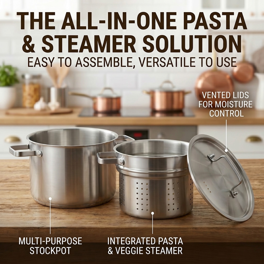 1.14gal Professional Stainless Steel Pasta Pot wit...
