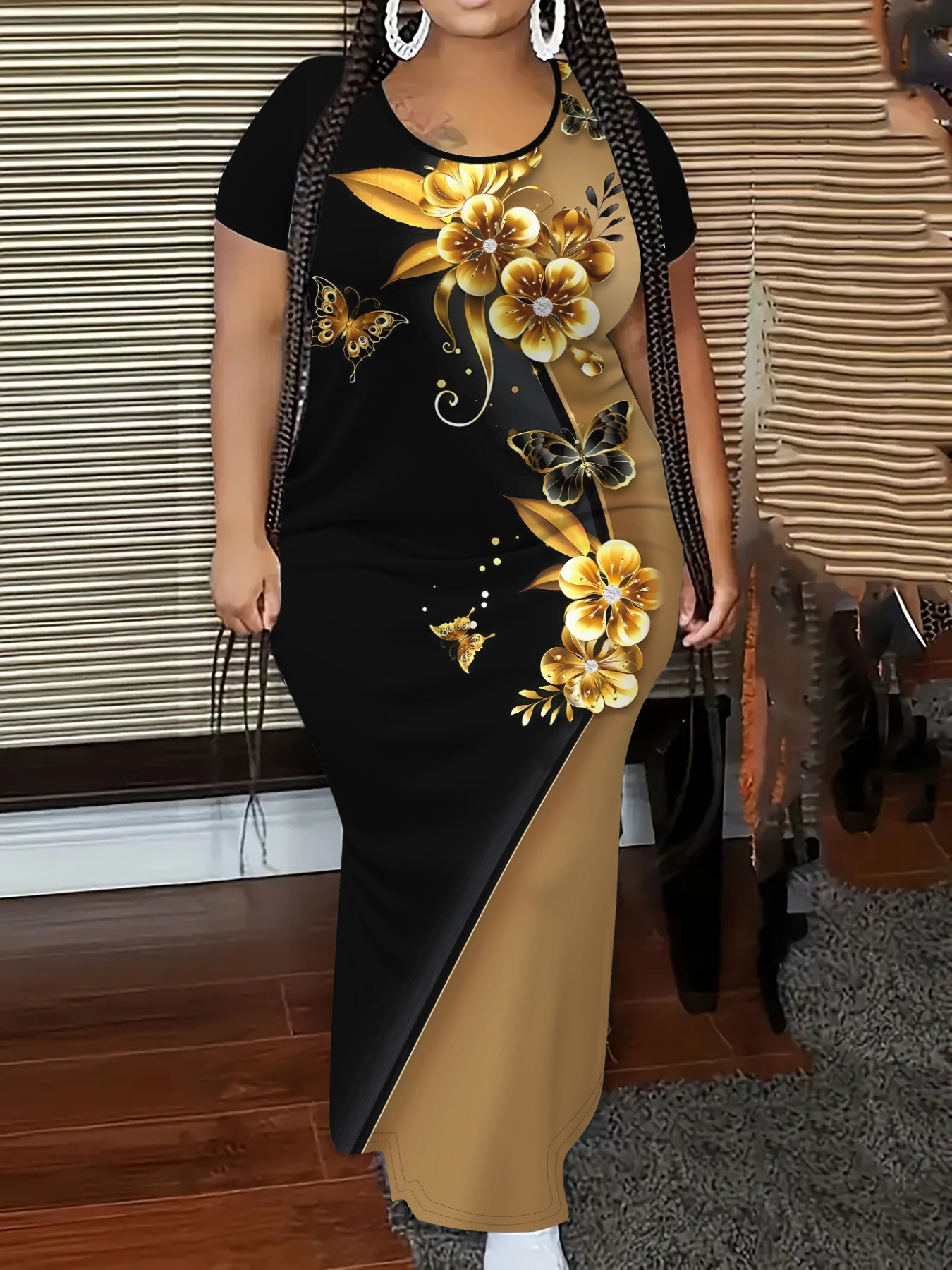 plus size plus size ladies stylish 3d golden rose - Temu United Arab  Emirates