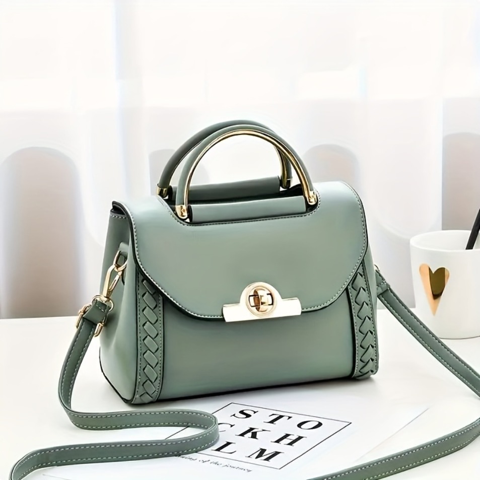 Image of Women's Woven Handbag Small Square Crossbody Bag With Lock Closure, Lightweight Suitable For Travel, Commuting, Parties & Daily Use, Zipper Closure Handbag, Options For, Shopping, - Yiwu-