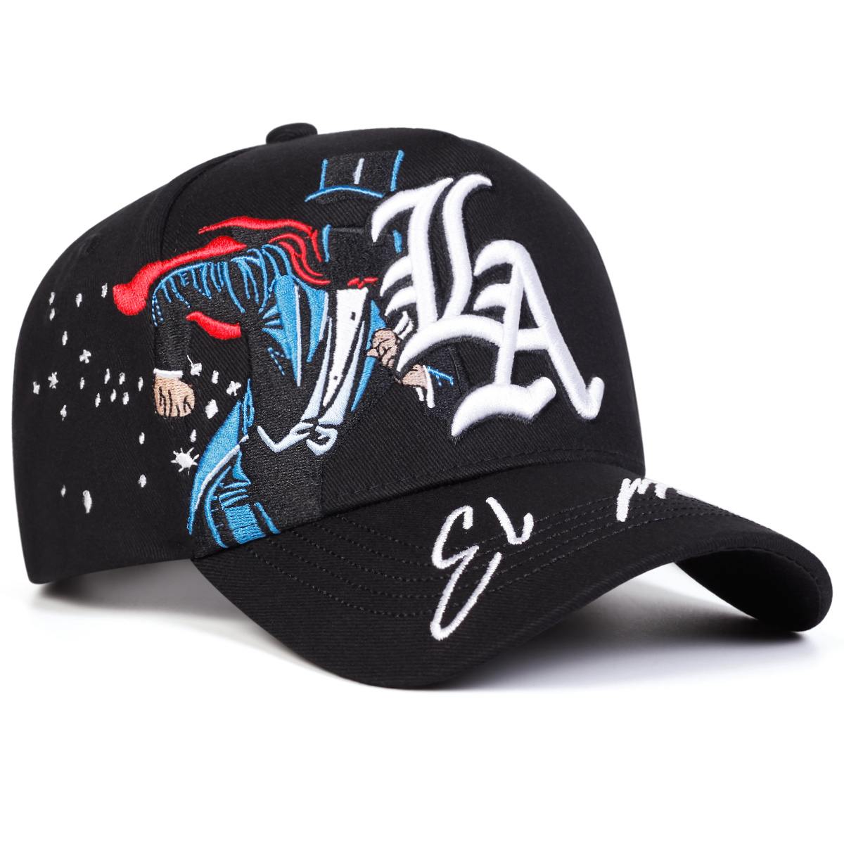 TEMU 1 Men's Gothic La Magician Embroidered Baseball Cap, Fashionable Five-panel Hat, Outdoor Adjustable Casual Cap, Suitable For Spring And Autumn ,