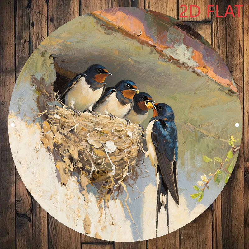 TEMU Plat 2D, 1 pièce d'œuvre d'art plate 2D, une scène réconfortante d'une nourrissant un , panneau vintage, 8x8 pouces (20x20cm), de cadeau unique