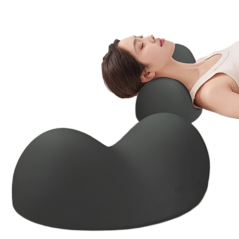 TEMU ブラック 頸椎枕、ソフトで力のある反発ネックピロー、首にフィットする快適な睡眠用枕、頸椎ケア睡眠枕 - 手洗い可、ネック睡眠用枕