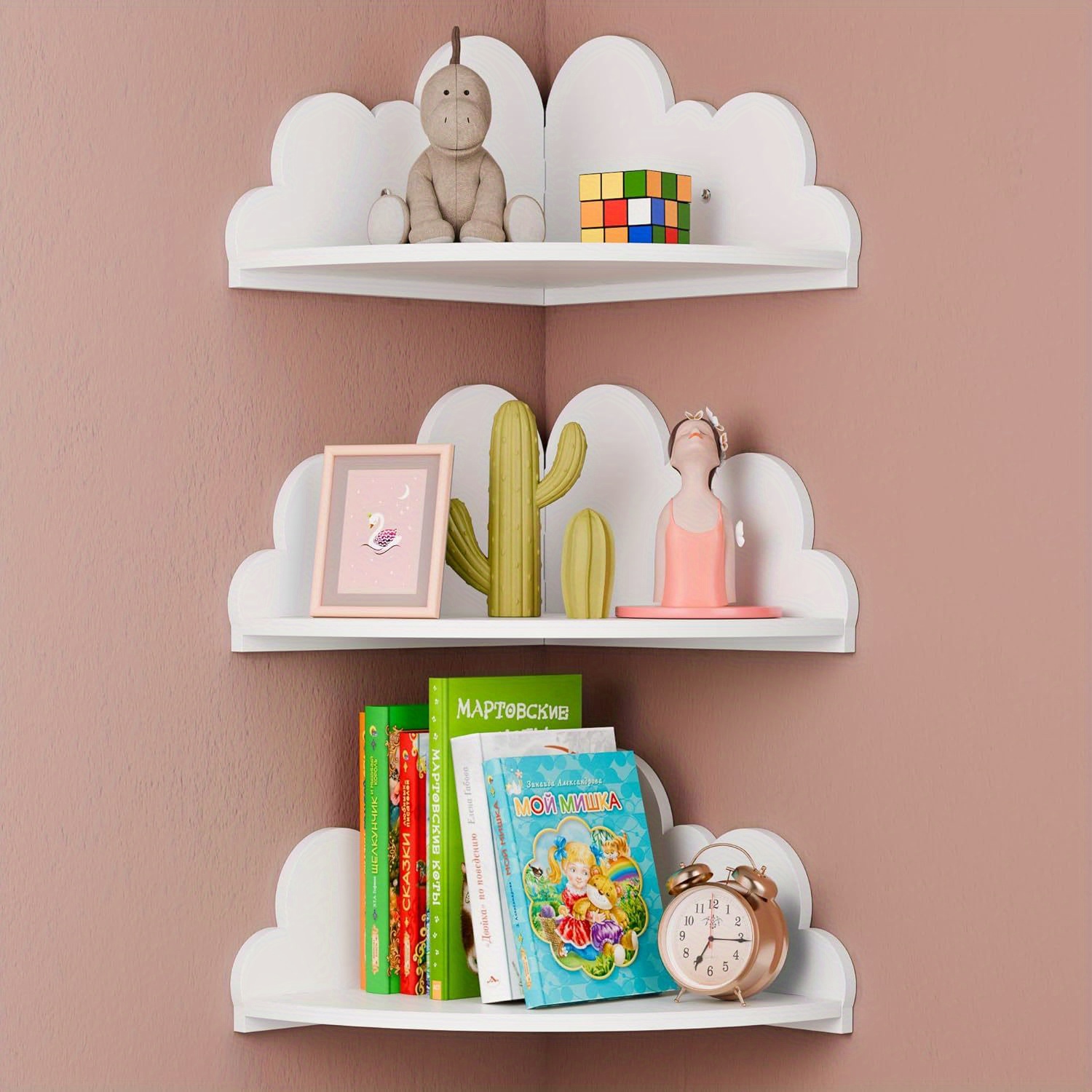 3-teiliges weies wolken-holzregal, wandmontierte eckaufbewahrungsbox,  schlafzimmer-deko, wandmontiertes eckhngeregal, fr kche, schlafzimmer,  wohnzimmer, etc - haushalt & kche - Temu