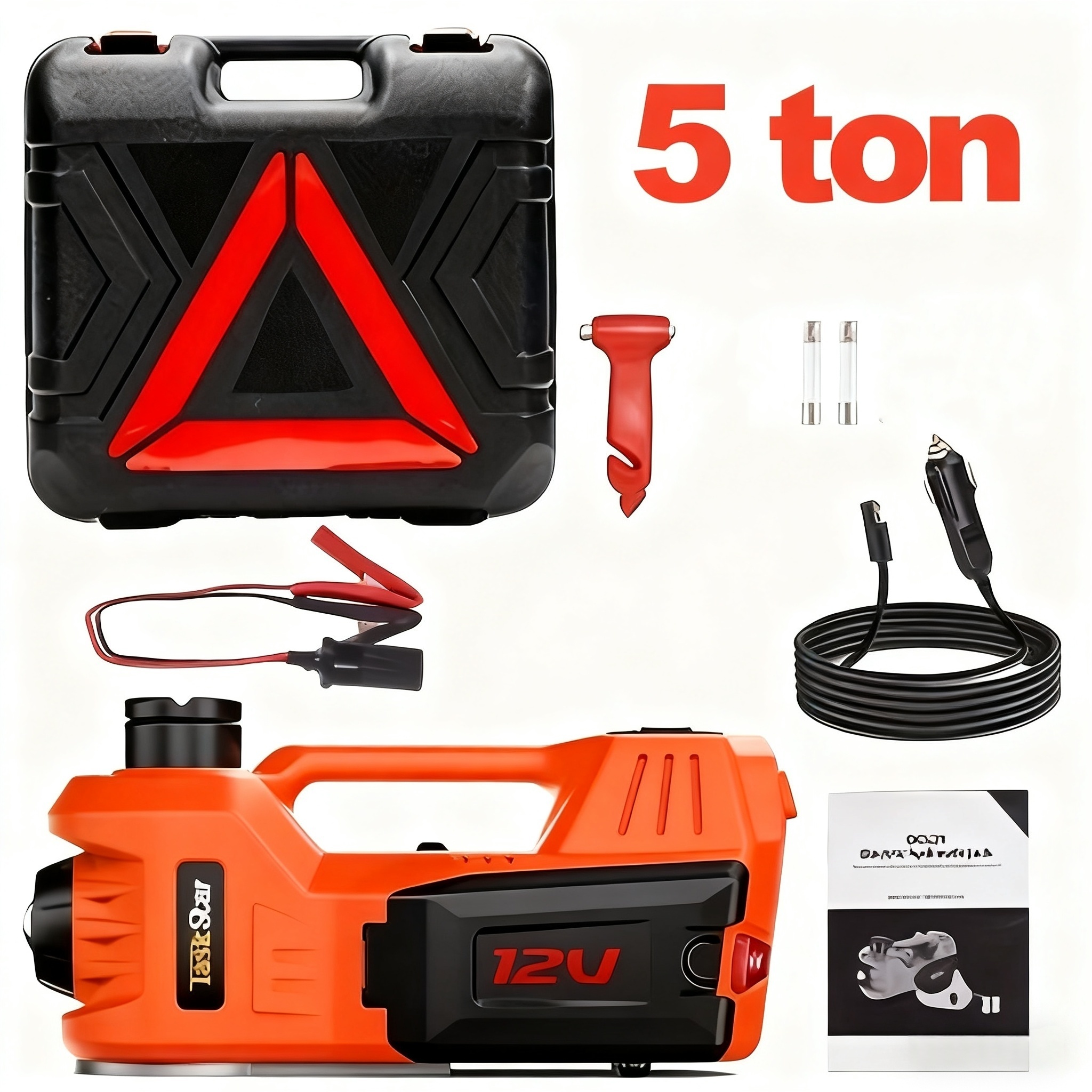 Image of 12v Cordless 5t Heavy-duty Hydraulic Jack (15.5-45cm Lift) - With Led Light, Portable Tool For Car/suv/truck Tire Change And Garage Maintenance