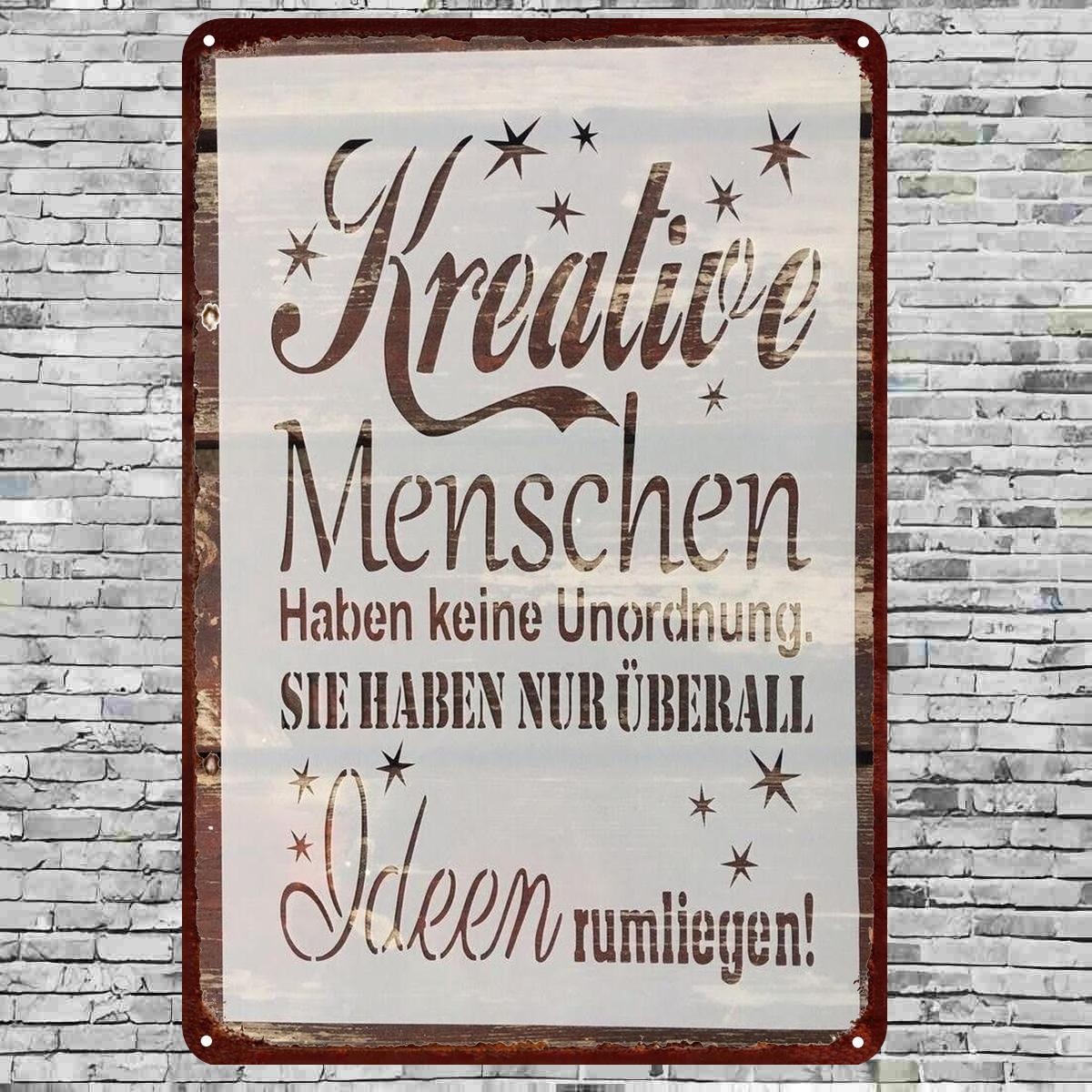 TEMU 2D-Flach, 2D-Flach ., Kreative Menschen haben kein – Sie haben nur Sachen, die herumliegen! Metall-Kunstschild 8×12 Zoll, 2D-Flach