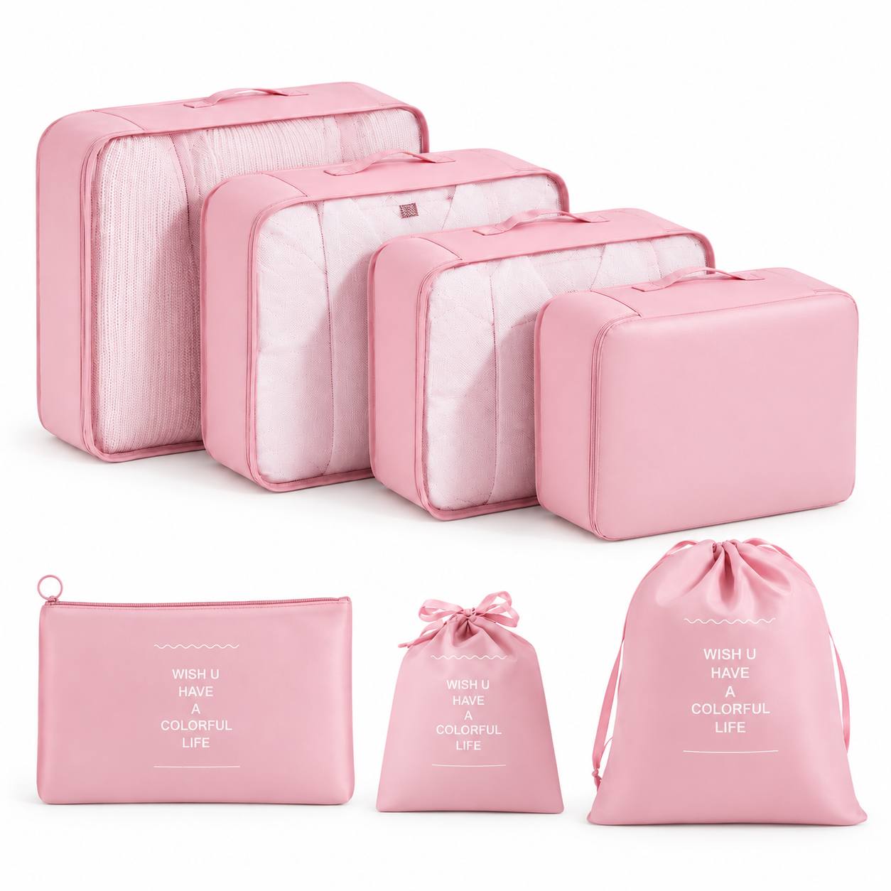 TEMU 7pcs Travel Compression Storage Bag Set, Luggage Packing Cube, Portable Travel Organizer With Drawstring Shoe Bag And Flat Bag, Home Wardrobe