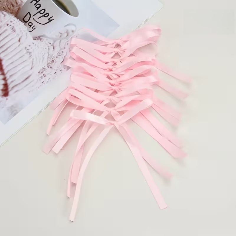 TEMU Lot de 36 nœuds en ruban de satin pré-faits, nœuds d'emballage cadeau faits main , , noir et rose, décorations de bricolage prêtes à l'emploi