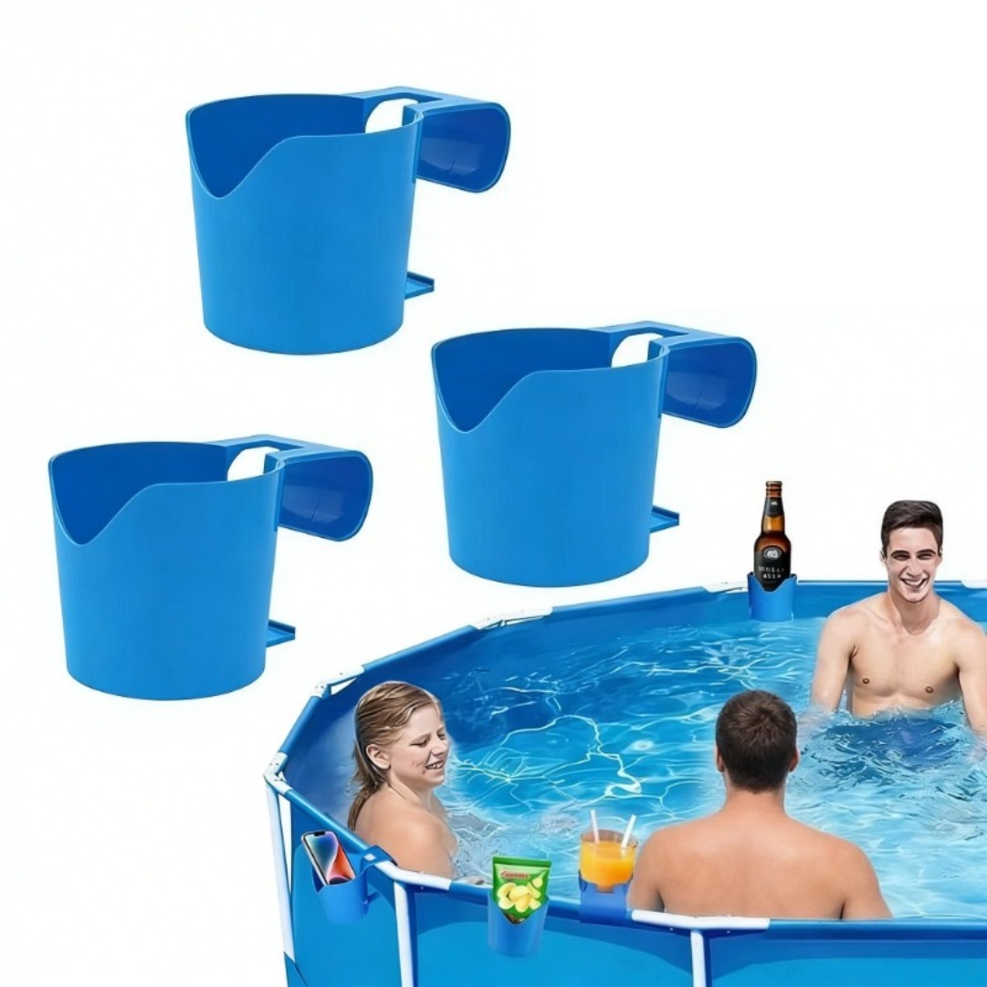 3pcs Special Storage Rack For Swimming Pools, Featuring A Multifunctional Cup Holder Design That Can Hold Drinks, Beer And Water Cups.