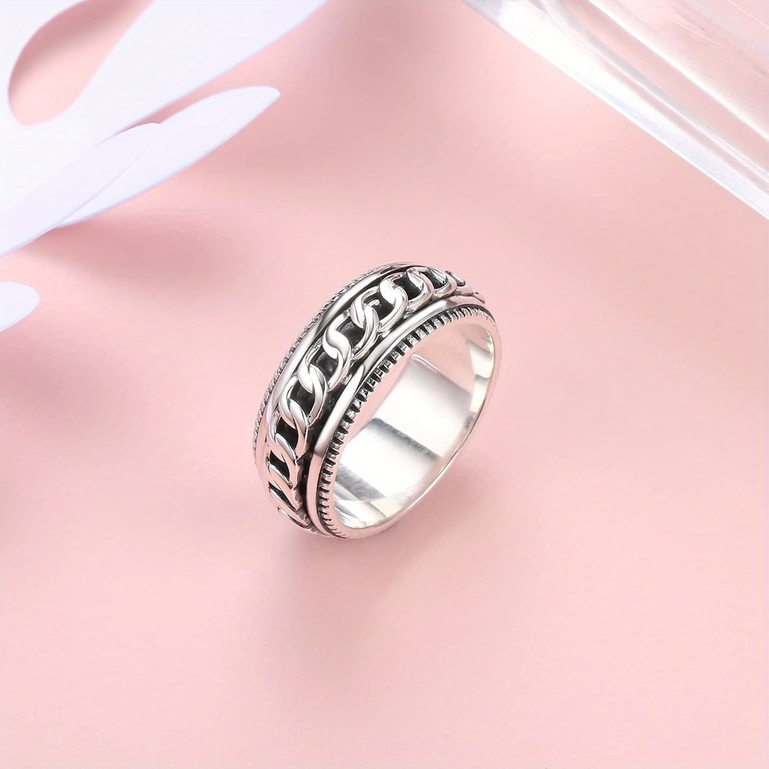 1pc 925 sterling silvery anxiety fidget spinner ring for women men adjustable stress reliever   4 7g 0 17oz ideal for weddings gifts wedding accessory moon and stars motif durable jewelry Product details 1