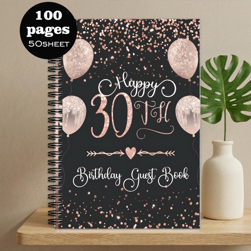 TEMU 1 'or pour un 30e anniversaire, parfait cadeau pour , idéal pour les événements de avec un thème de ballons à paillettes rose doré, de livre de