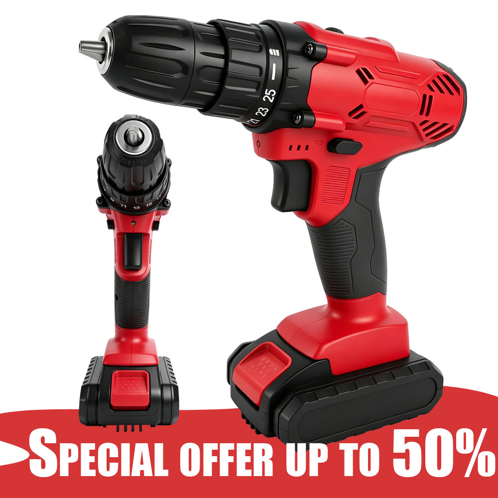 TEMU 21v Cordless Drill Driver Electric Screwdriver Set, 45nm High Torque 25+1 Clutch 2 Speed Handheld Power Drill With 1 Rechargeable Batteries, Led