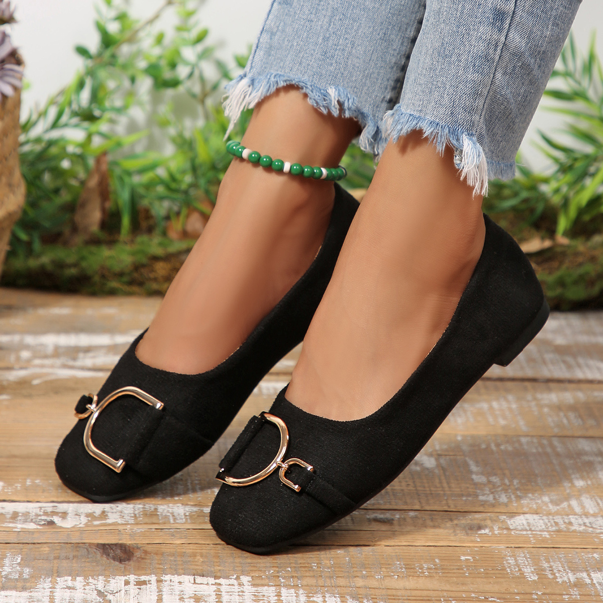 TEMU Wdhkun Women's Comfortable Flat Shoes, New Autumn Style Soft Shallow-toe Flat Shoes With Metal Buckle Decoration, Versatile Women's Shoes, Women