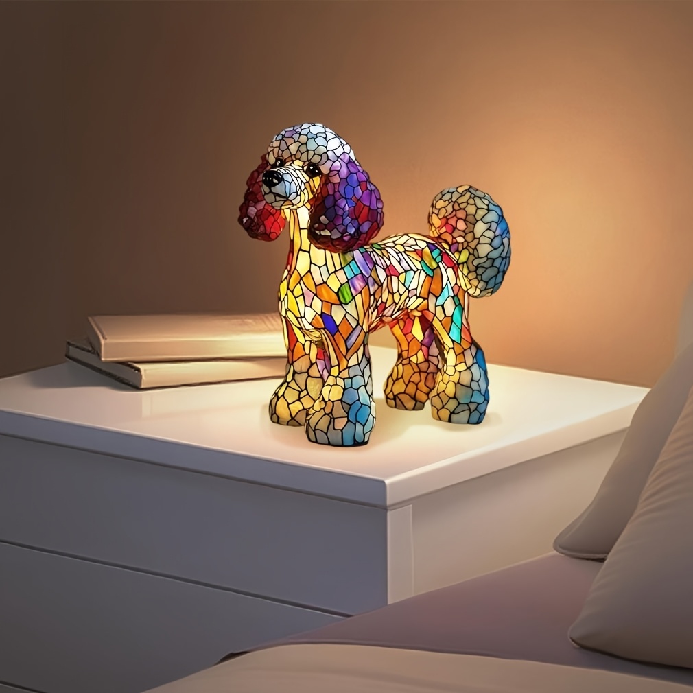 TEMU 1pc 3d Cute Jack Poodle Resin Desk Lamp, Luminous Light, Warm Light Night Light, Usb Powered, Pet Theme Decorative Light, Suitable For Bedroom,