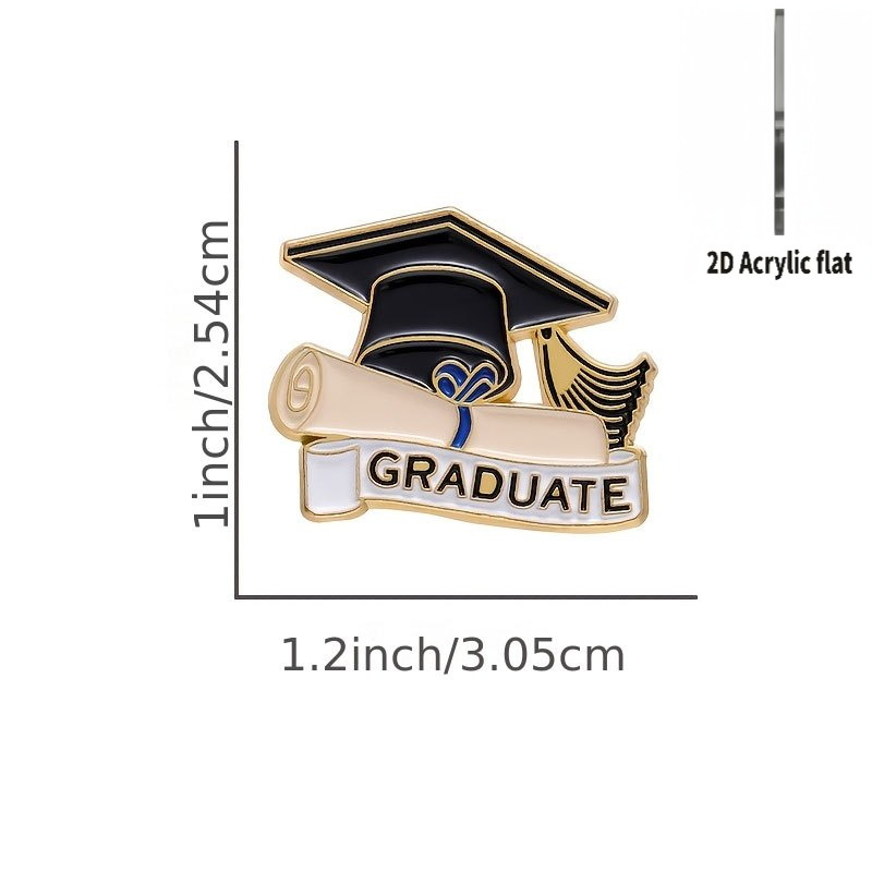 TEMU 2d Flat Acrylic Cartoon Style Graduation Brooch 5pcs Set, Decorating Collars, Scarves, Or Backpacks. Buttons Are Ideal Gifts For And Exquisite