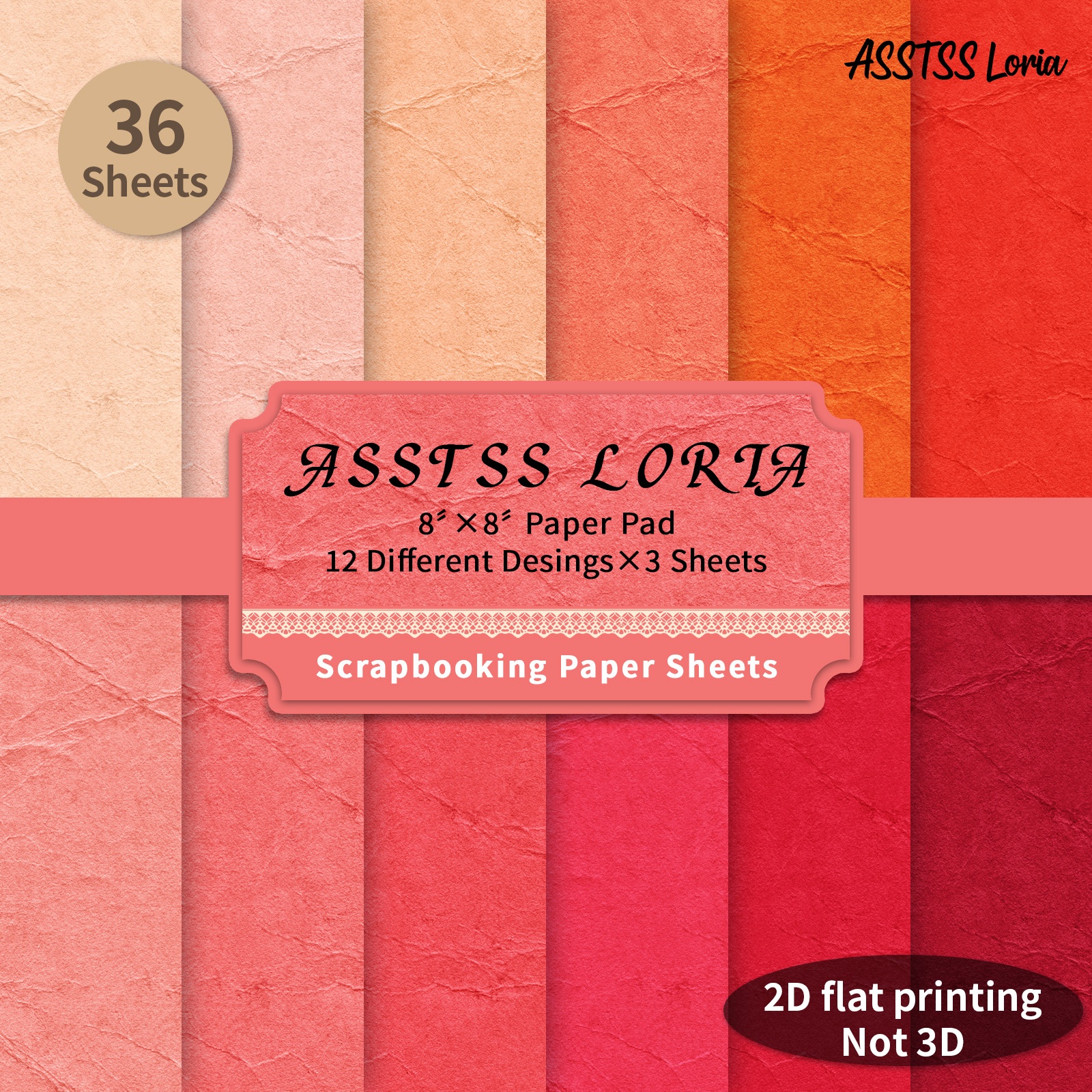 TEMU Bloc de papier épais pour scrapbooking ASSTSS Loria, 36 feuilles, convient pour le journaling, le collage et l'artisanat - Carton texturé rouge