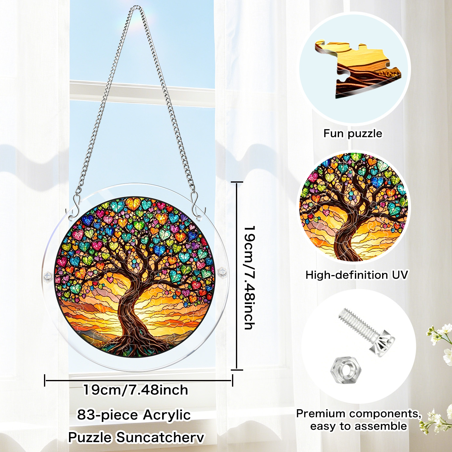 TEMU 2d Flat, A Two-dimensional Acrylic Puzzle Suncatcher Window Hanging Ornament, -catching Acrylic Puzzle Garden Decoration. Suitable As A Gift For