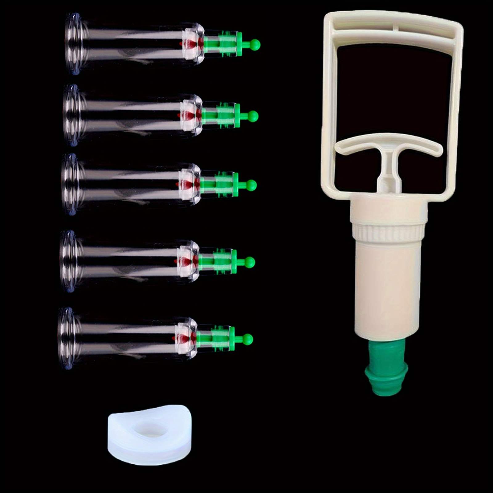 Image of 7pcs Handheld Cupping Set - Finger Cupping Cup With Bending Ring And Small Suction Pump - , Portable, And Reusable Th Care Tool Suitable For Men And Women