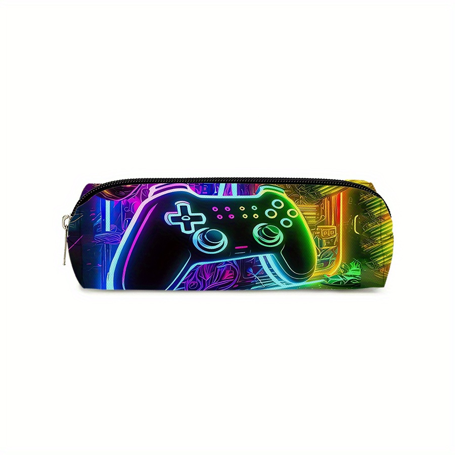 TEMU -the-dark Neon Gaming Controller Design Pouch - Vibrant Full-body Print Durable Case For , Portable Zippered Organizer For Gaming Accessories &