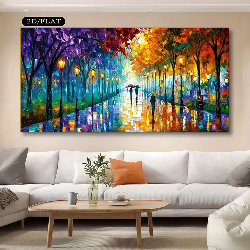 TEMU 2d Flat, 2d Flat, A Vibrant Autumn Canvas Art Piece - Unframed, Modern Abstract Wall Decor Suitable For Living Rooms, Offices, Libraries, Bars,
