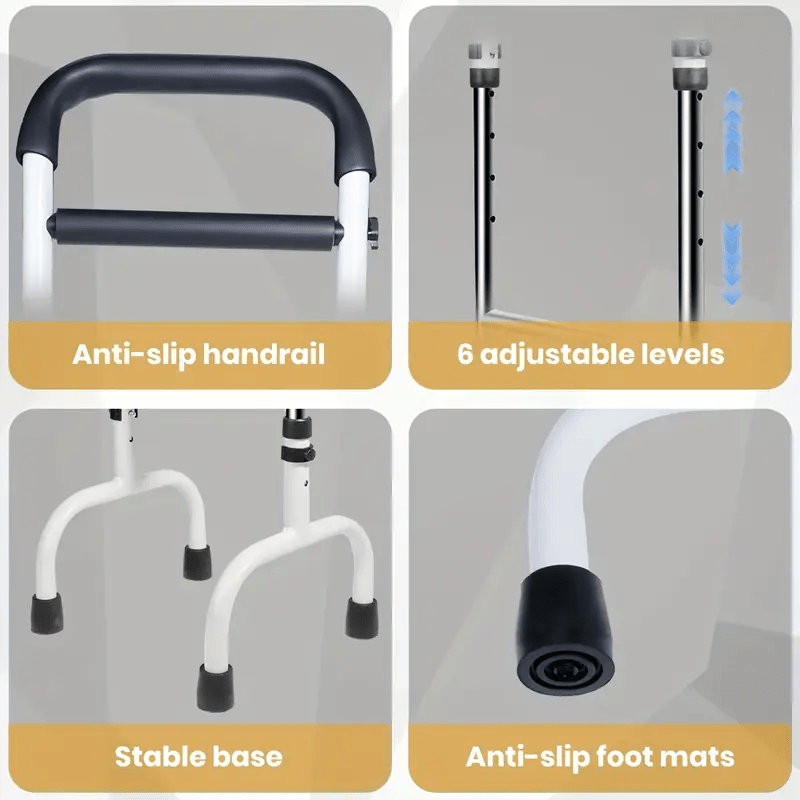 1pc Adjustable Mobile Bed Rail Assist Handle with Flashlight - Non-Slip Grip, Lightweight & Stable Support Frame, 31.5x42.01x12.5 cm Durable Floor-Standing Design for Seniors & Adults - Safe Bed Entry/Exit Aid, Senior Safety Equipment, Sleek Metal Finish, Floor Standing Aid, Compact Helper, Sturdy Frame, Disability Aid