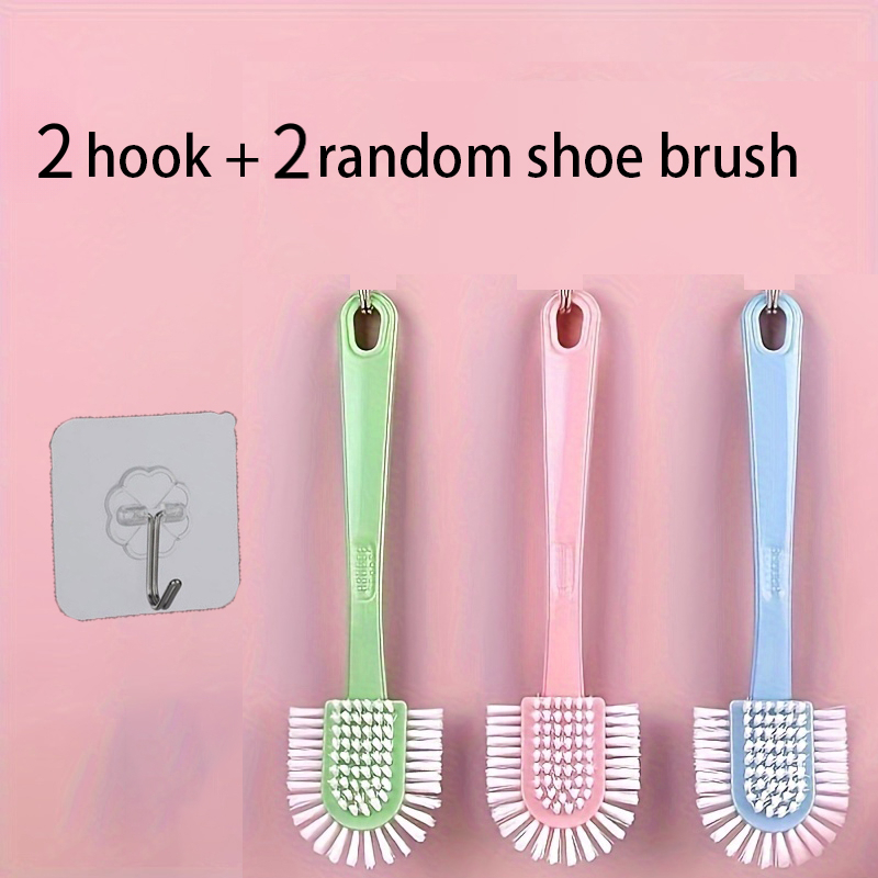 TEMU Juego de 4 piezas (2 cepillos para zapatos + ), cepillo para zapatos de cinco caras de resistencia con mango ergonómico y cerdas giratorias de -