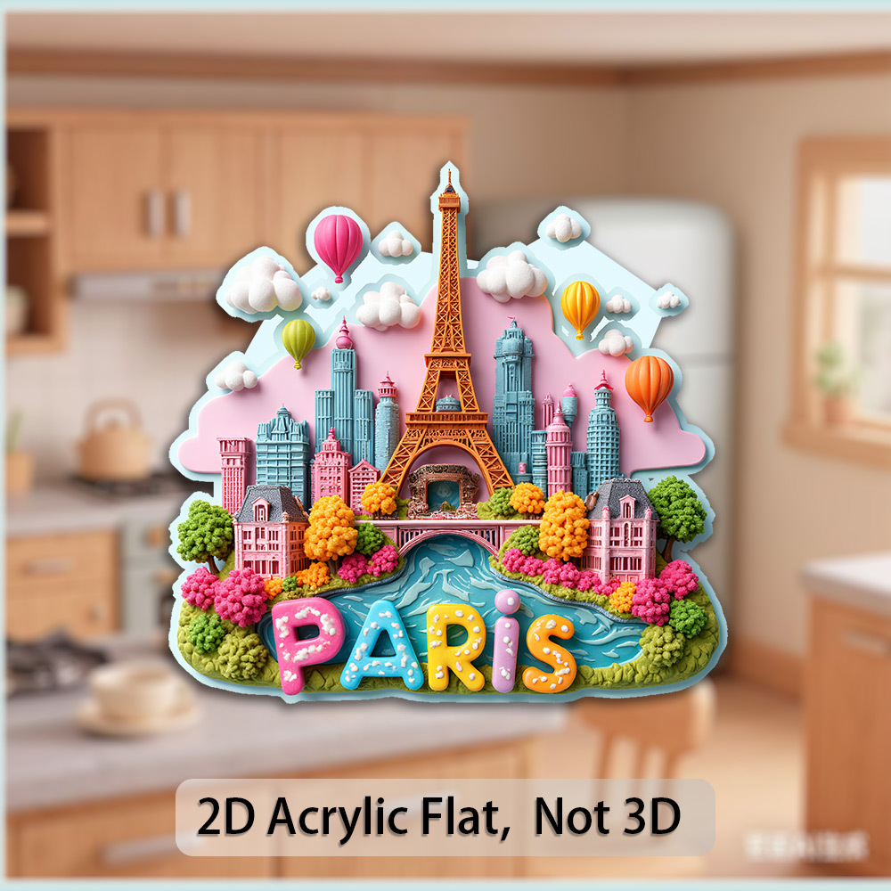 TEMU Imán de nevera de París, 1 pieza, para amantes de los viajes y entusiastas de París - Decoración Eiffel con horizonte y monumentos franceses,