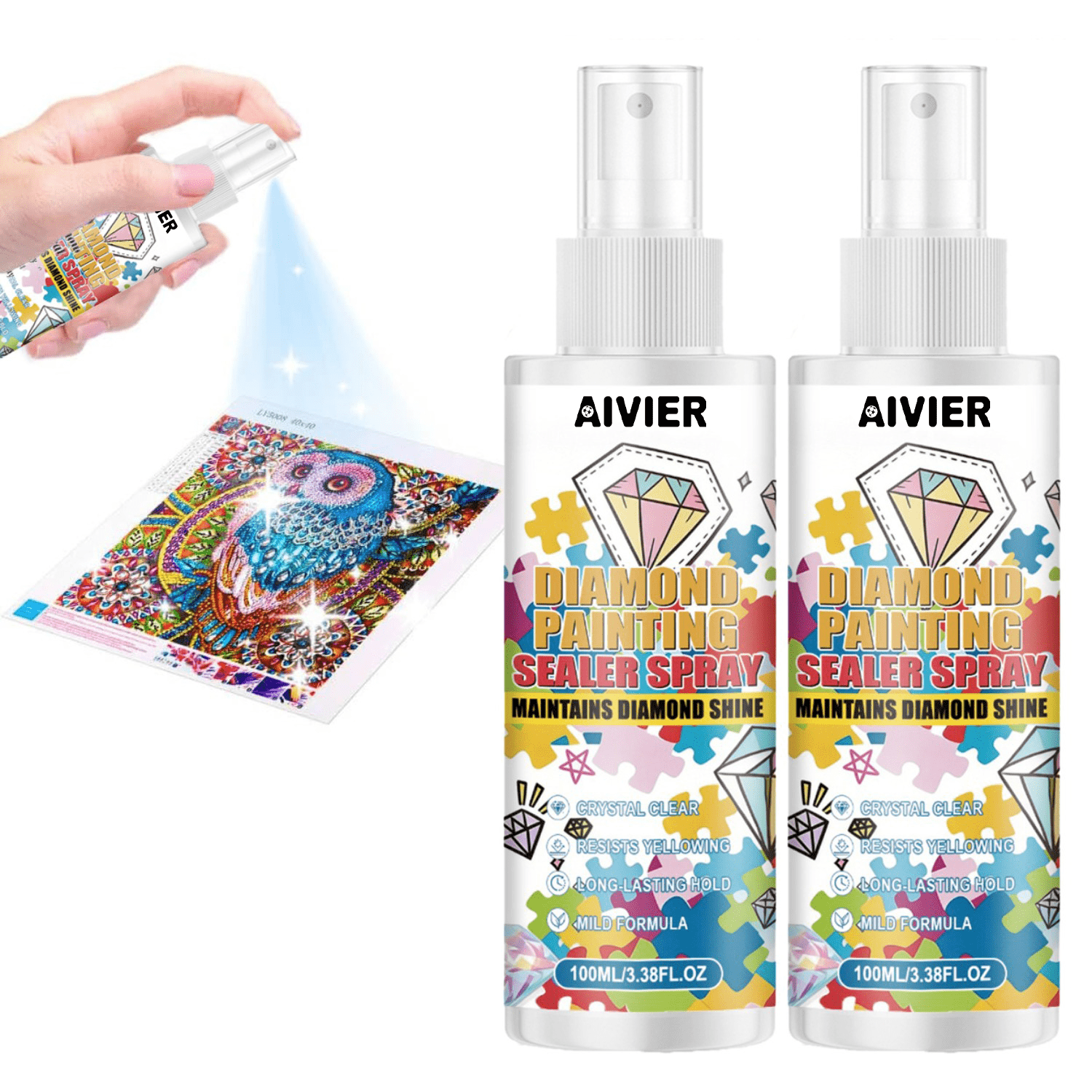 TEMU 2pcs Diamond Painting Sealer Spray - Quick Dry Sealer Glue, Keep Fixed And Shiny, Additions And Tools, , Needed