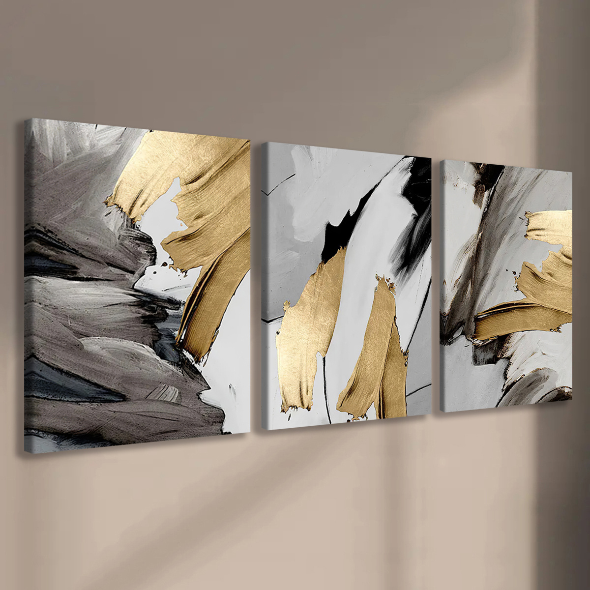 

Print Painting 3pcs Modern Abstract Art Canvas Wall Art Set, Oil Painting Design, Wooden , Home And Office Decor, Waterproof And , Ready To Hang