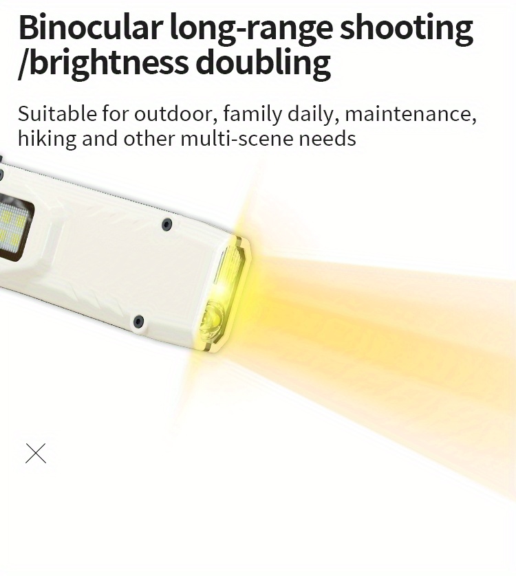 edc újratölthető zseblámpa, taktikai cob munkalámpa, hordozható klipsz lámpa 1000mah nagy akkumulátor élettartammal, teljesítmény kijelző, piros és kék fények, kültéri, háztartási alapvetők, vészhelyzeti világítás - usb kábellel felszerelve, fekete/fehér részletek 4