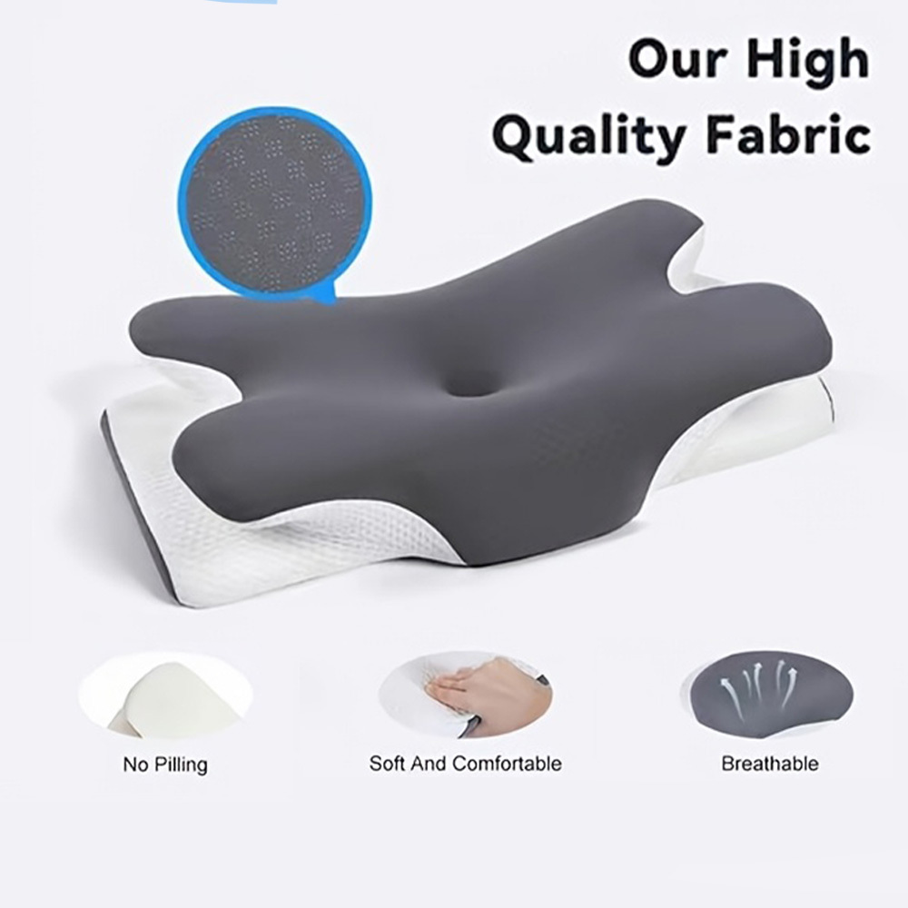 TEMU Ergonomic Curved Pillow With Zipper Closure, Use, Machine Washable, Sleep Relaxation Neck Pillow, Bedding For Back And Side Sleepers, Suitable