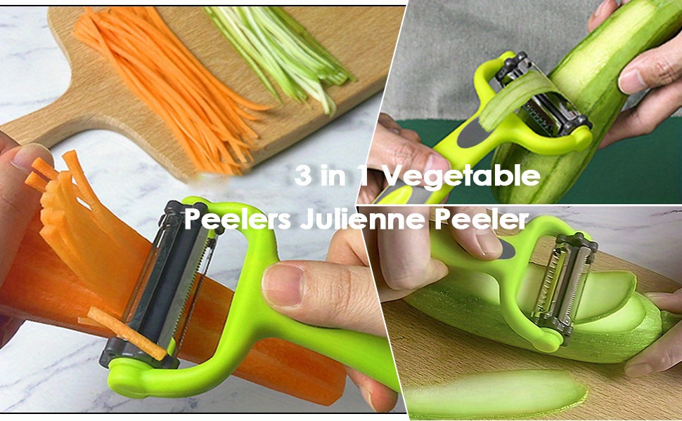 versatile kitchen gadget 3 in 1 fruit vegetable peeler paring knife and     plastic details 1