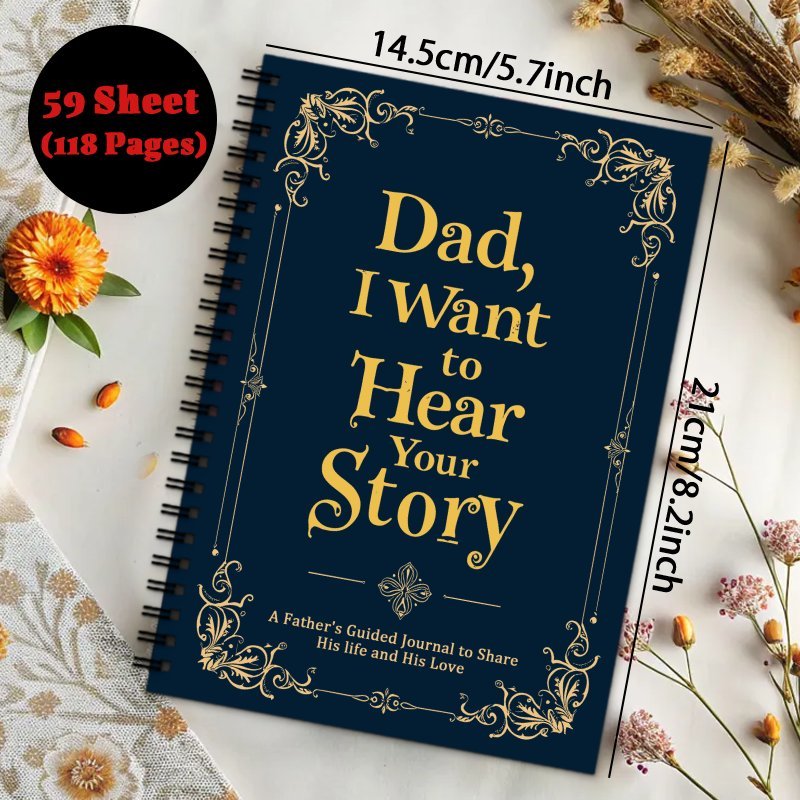 TEMU 1pc Story, Dad, Fathers Journal And Notepad, Gift Notebook Log For Daddy, Ideal For Life, Love, Travel , 59sheet ()