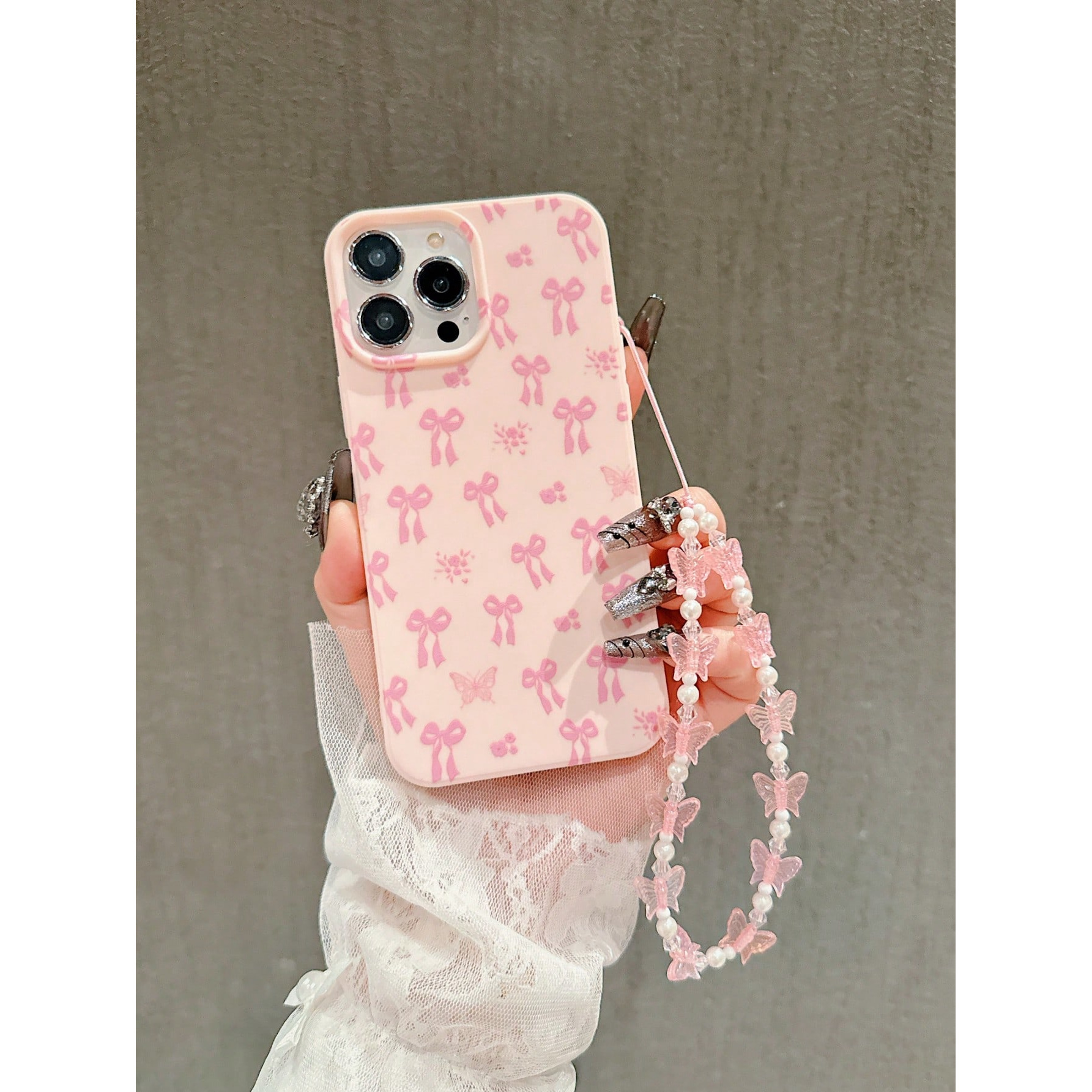 two pack: pink large hole sheer bow wristlet phone case Temu Bahrain - Main Image