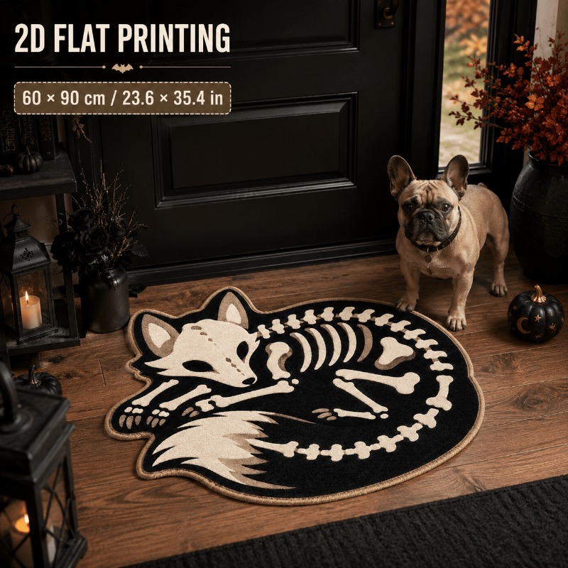 TEMU 1pc 2d Skeleton Halloween Carpet, Home Decor Carpet, Bedroom Decoration, Small Carpet, Creative , Living Room Carpet, Living Room Small Carpet,