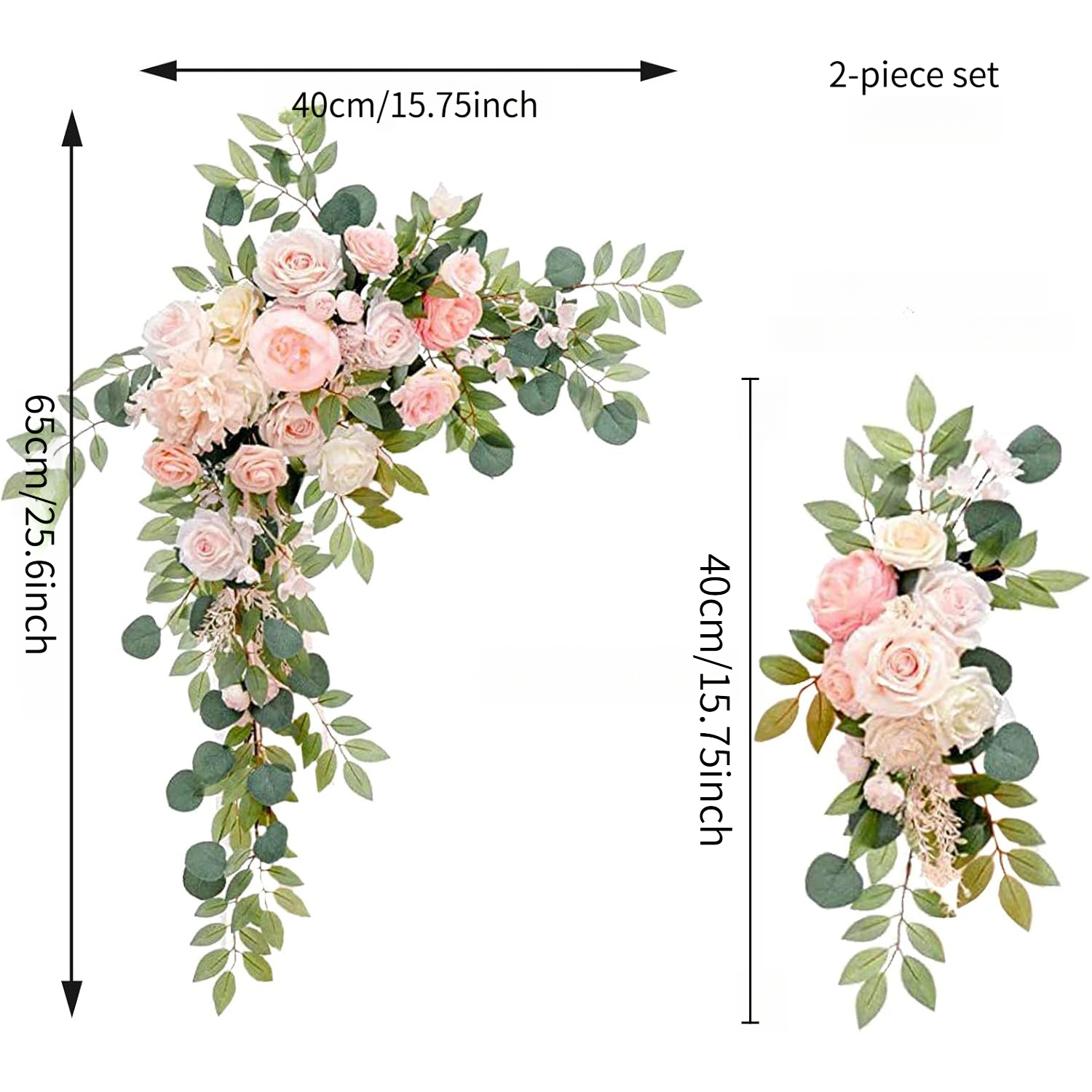 TEMU 2pcs Set Of Artificial Wedding Pink Arch Flower, Peony Wreath, Wedding Decoration Flower, Artificial Holiday Wreath, Made Of Plastic Material, ,