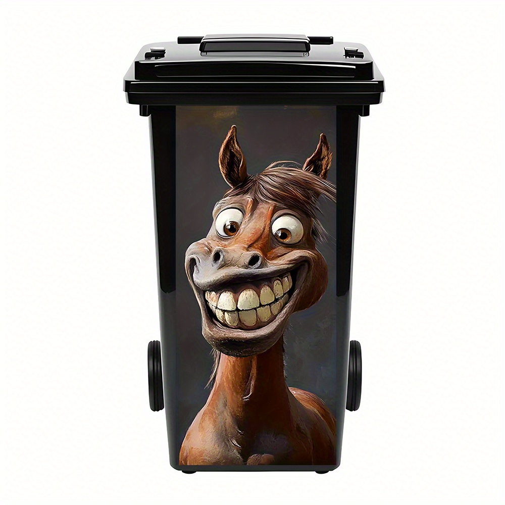 Image of Humorous - Pvc Adhesive, Waterproof & Removable Trash Can Decal, Perfect For Wall Decoration & Fun Decor - 12.2 Inches By 27.56 Inches