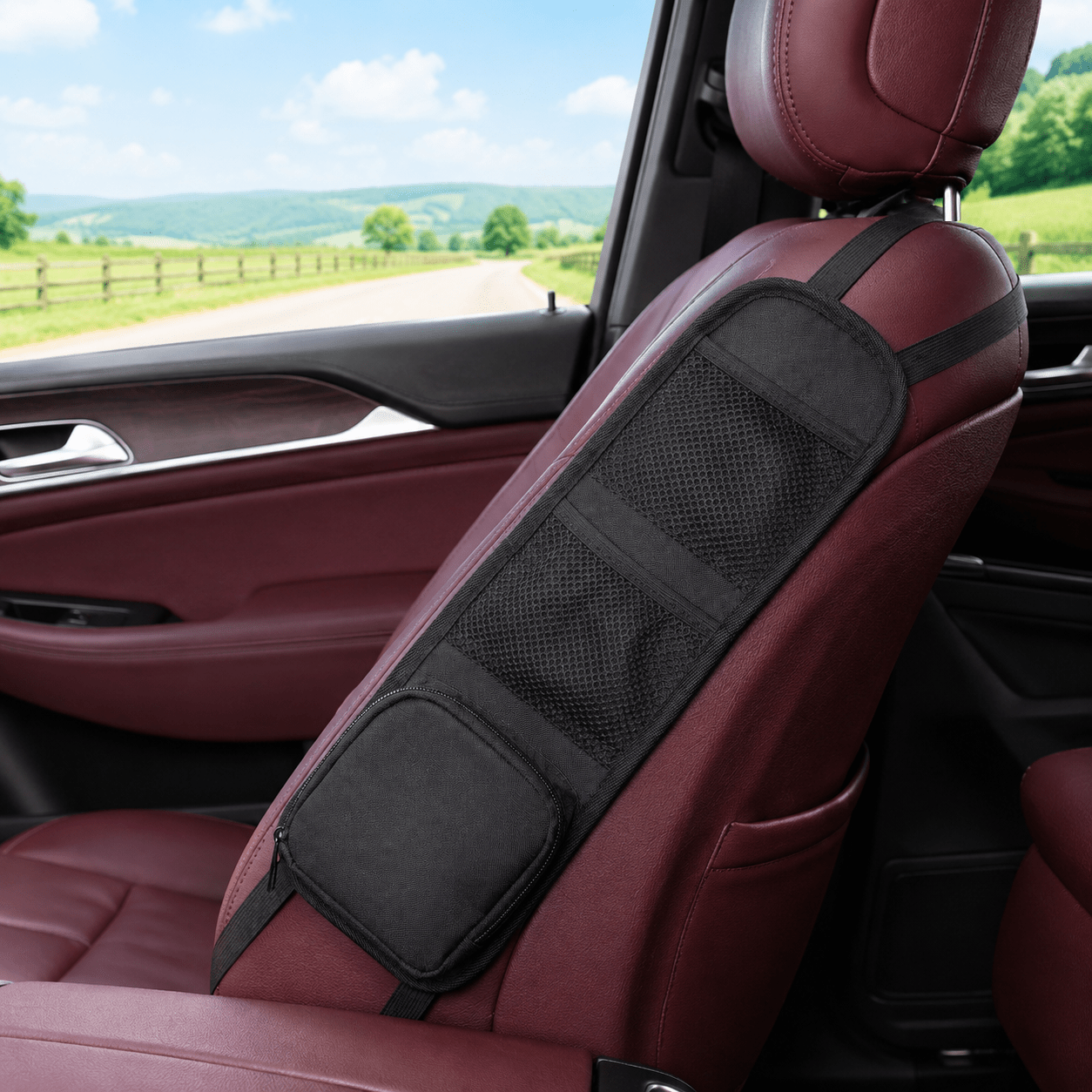 TEMU Side Storage Car Seat Storage Bag, Multi-pocket Space - Fabric Suspension Rear Seat With Mesh Pockets For Enhanced Decoration, Storing Items